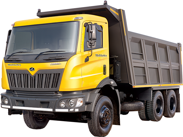 Yellow Mahindra Tipper Truck