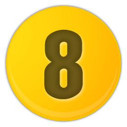 Yellow Number Eight Icon