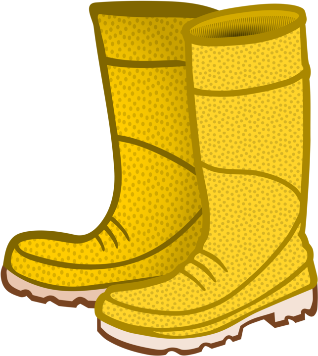 Yellow Patterned Rain Boots Illustration