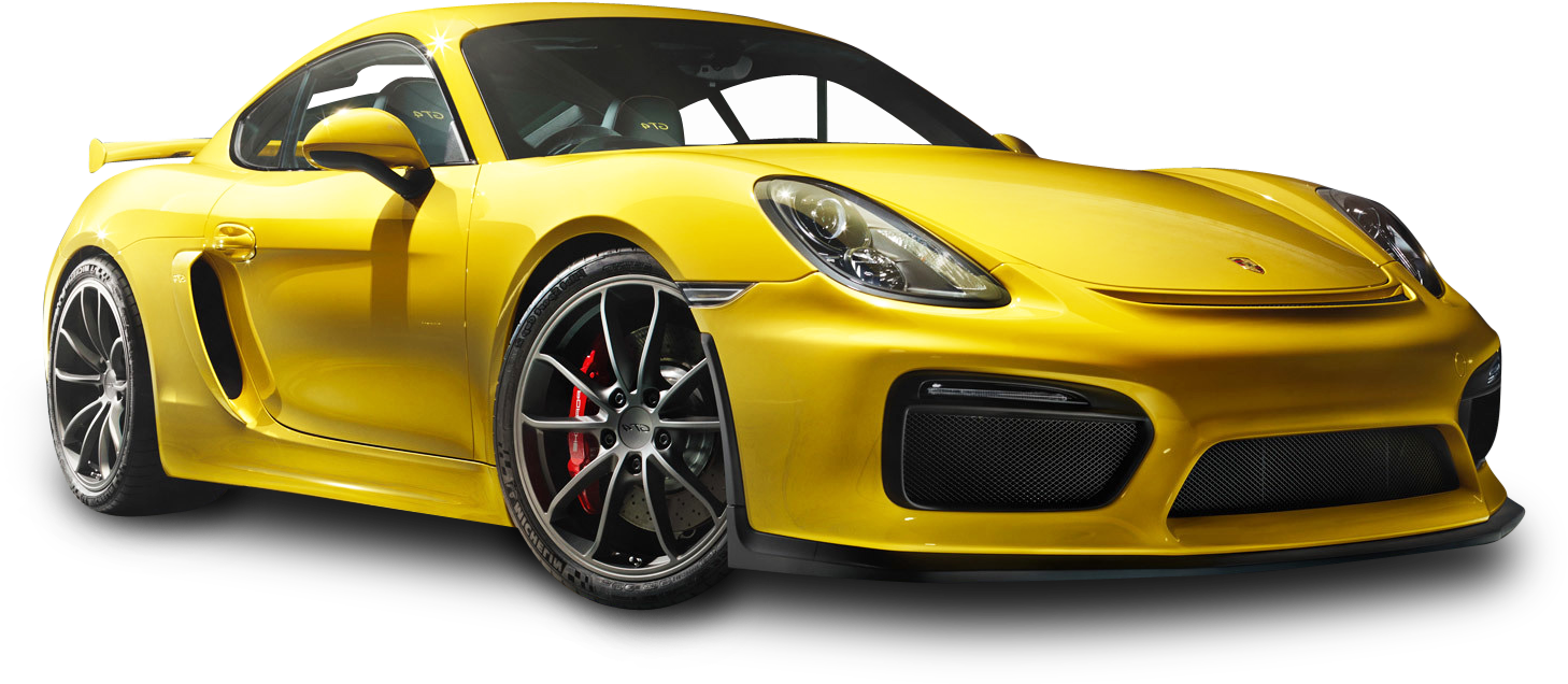 Yellow Porsche Cayman G T4 Side View