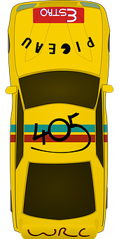 Yellow Rally Car Top View