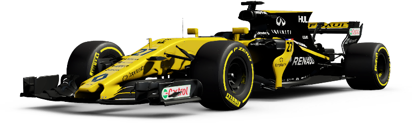 Yellow Renault F1 Race Car Side View