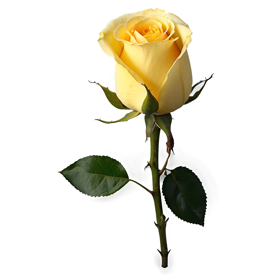 Yellow Rose With Stem Png 06252024