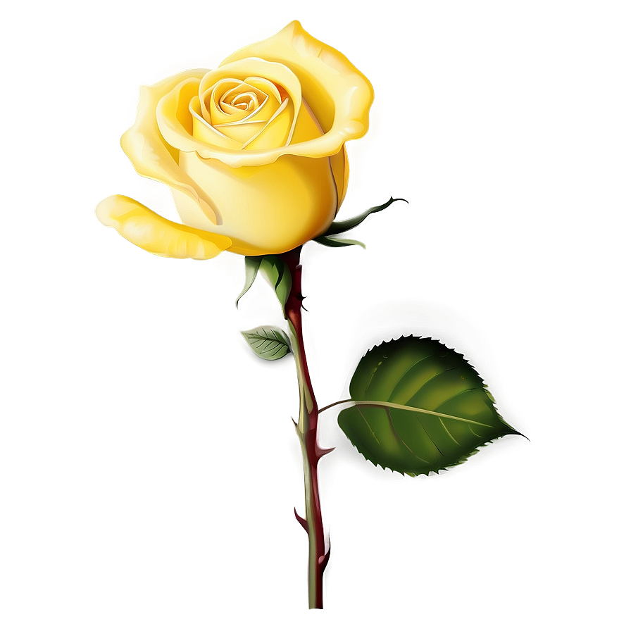 Yellow Rose With Stem Png 06252024