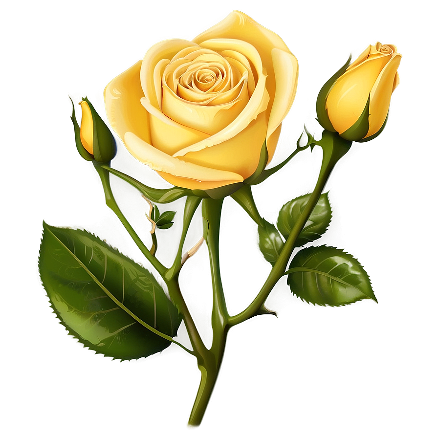 Yellow Rose With Stem Png 23