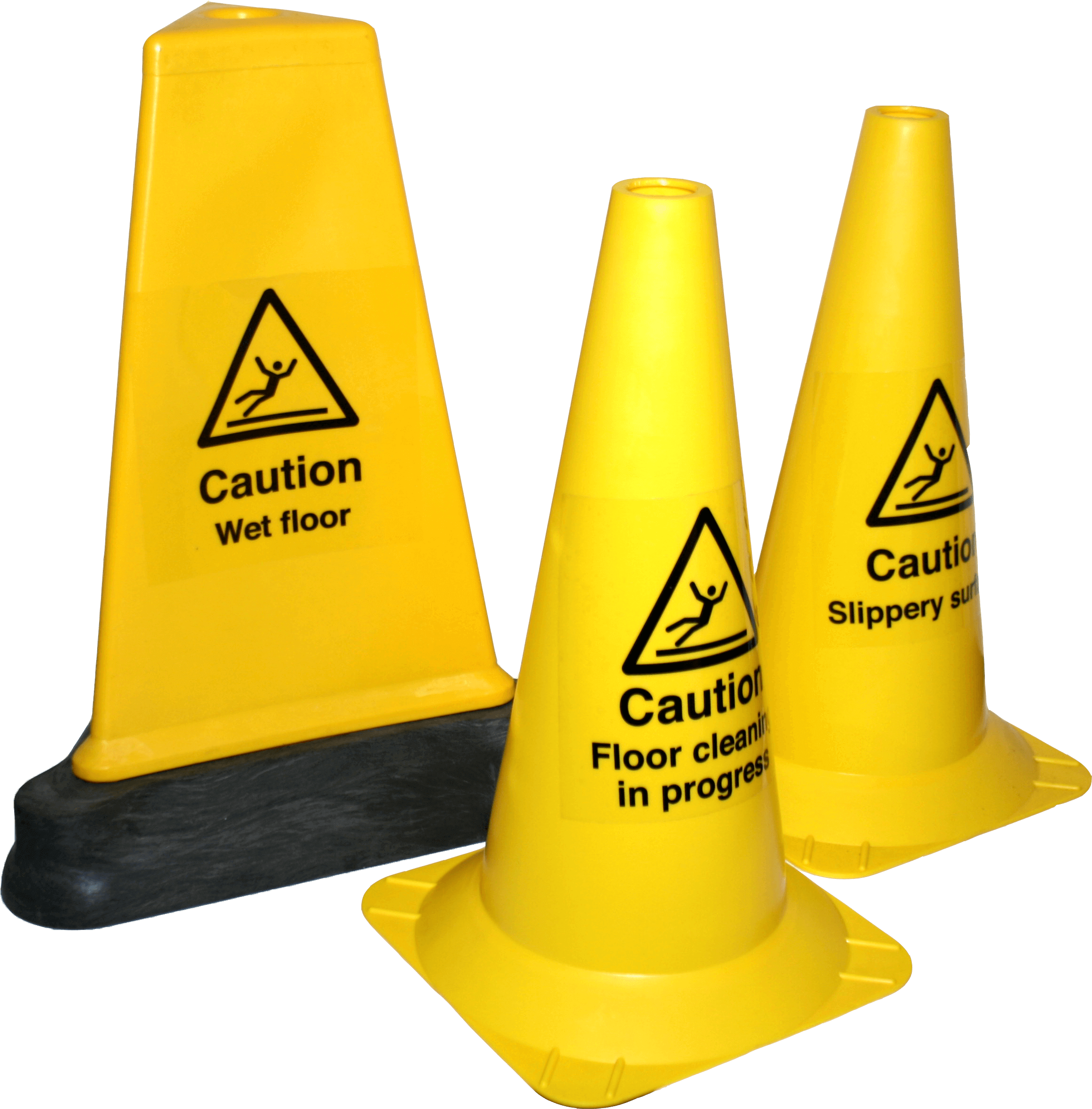 Yellow Safety Cones With Caution Signs