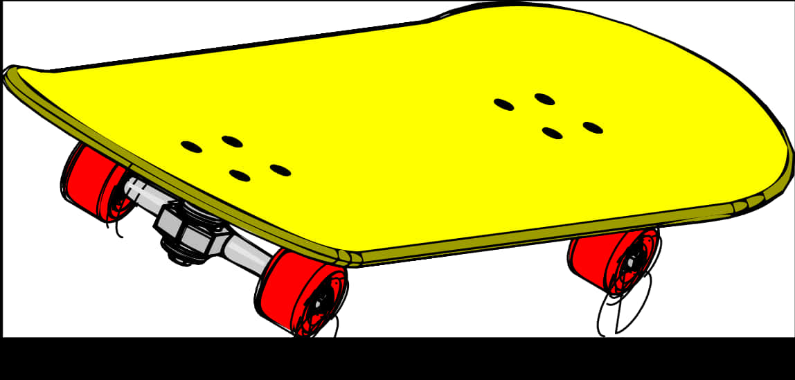 Yellow Skateboard Red Wheels