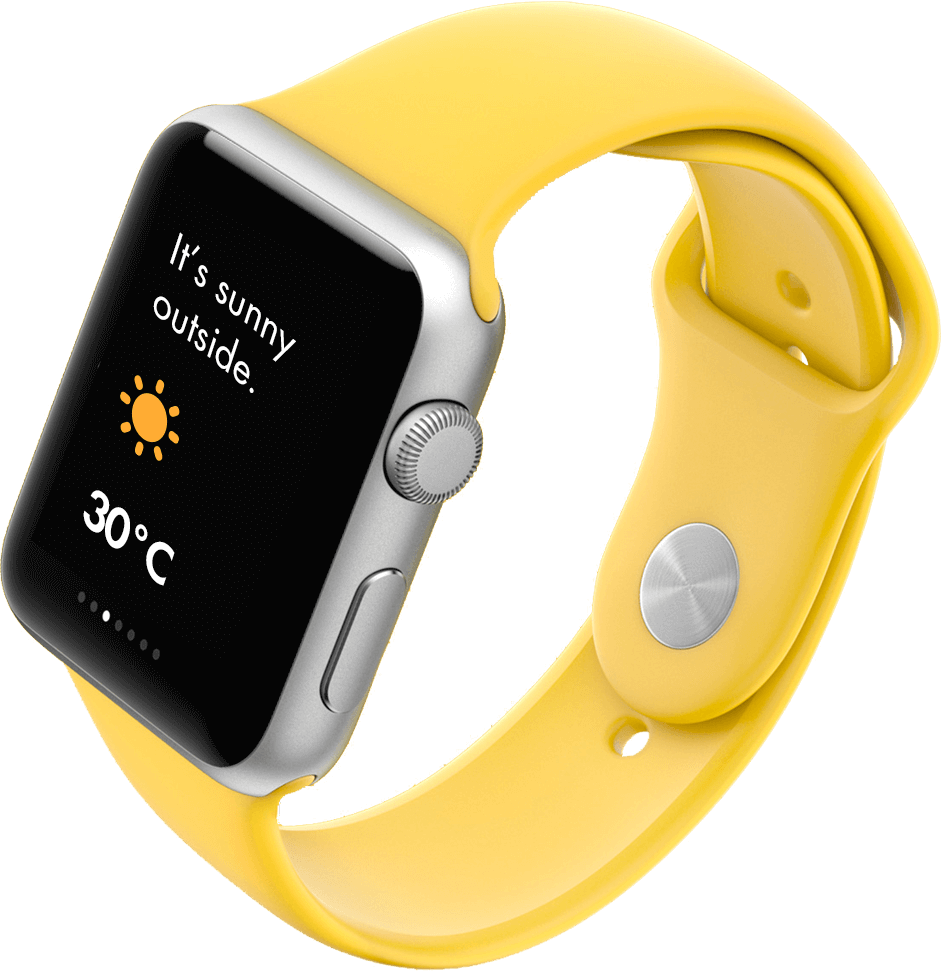 Yellow Smartwatch Weather Display