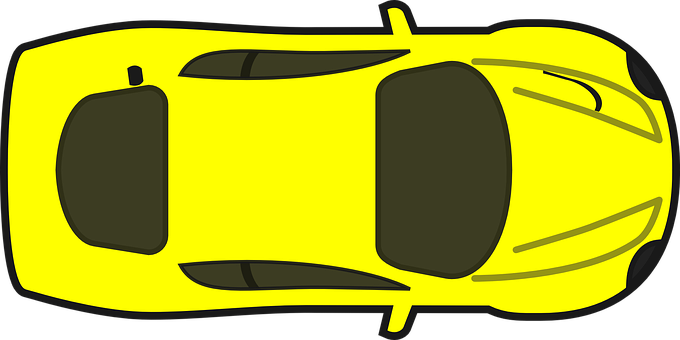 Yellow Sports Car Top View