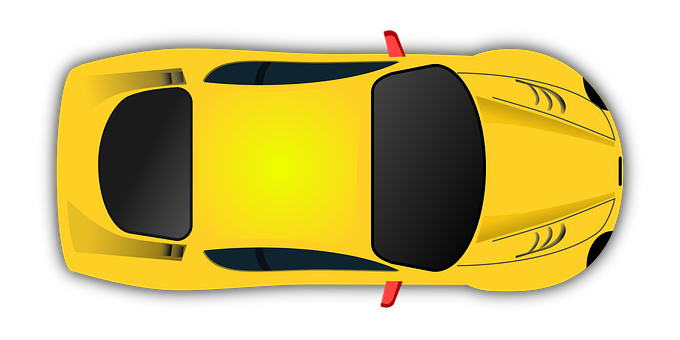 Yellow Sports Car Top View