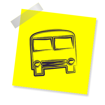 Yellow Sticky Note Bus Doodle