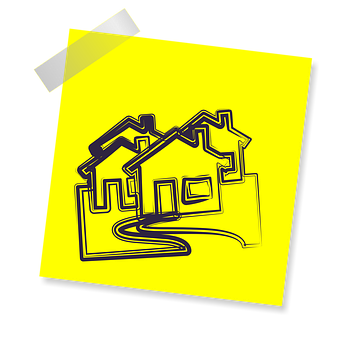 Yellow Sticky Note House Drawing