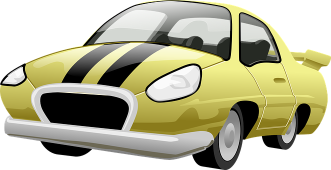 Yellow Striped Cartoon Car