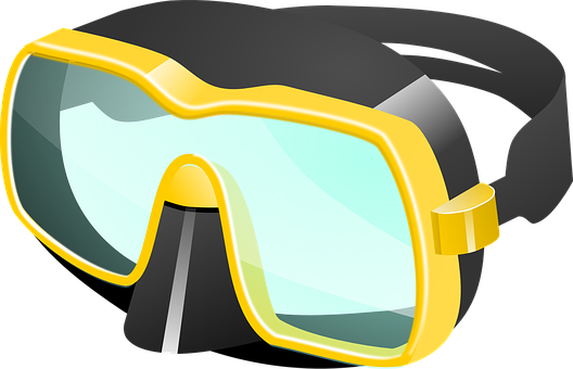 Yellow Trimmed Diving Mask Illustration