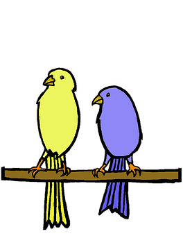 Yellowand Blue Birds Illustration