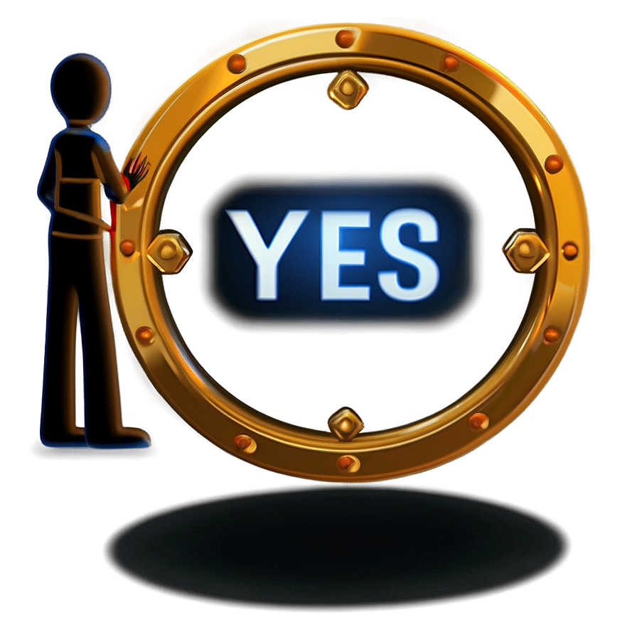 Yes In Golden Frame Png Oul44