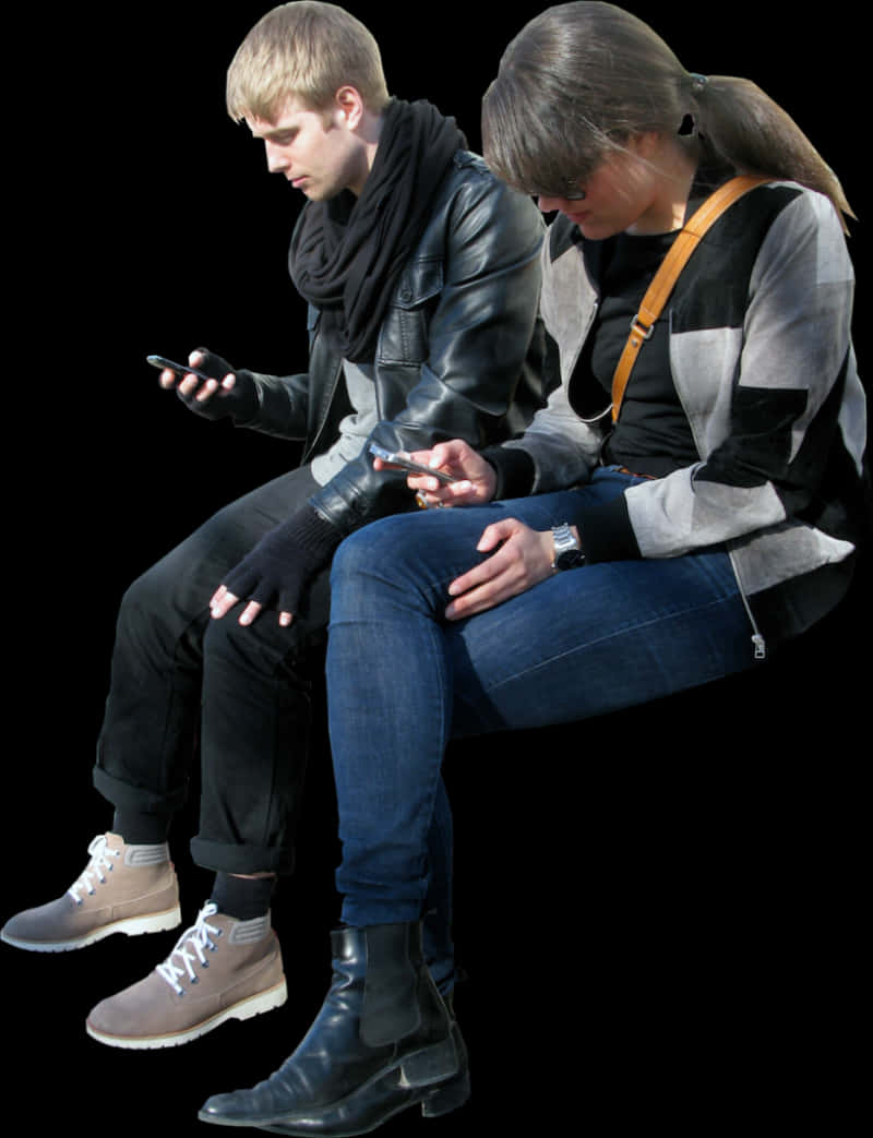 Young Adults Using Smartphones While Sitting