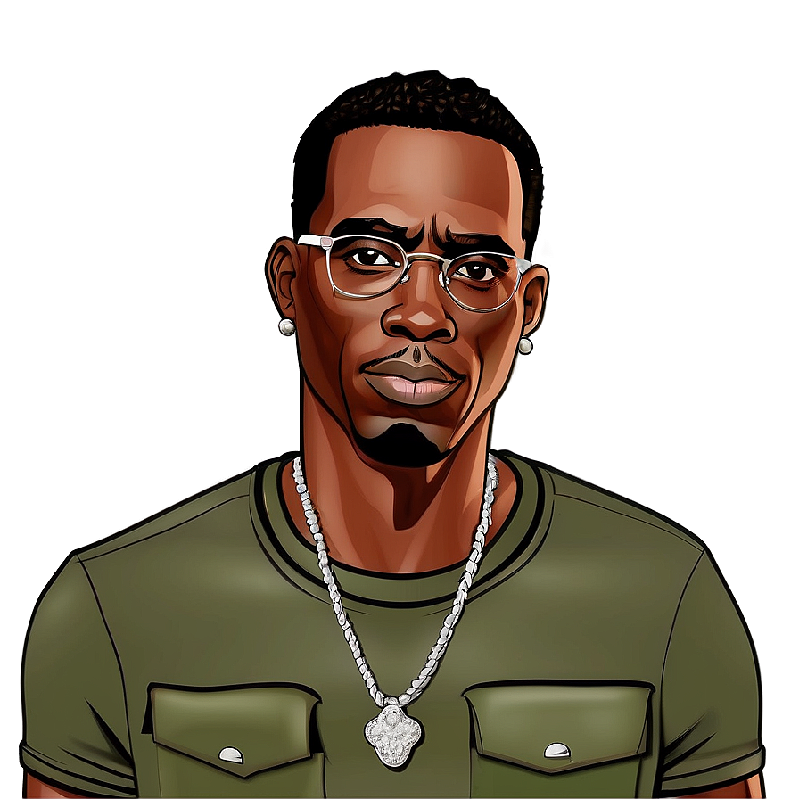 Young Dolph Cartoon Style Png 06122024