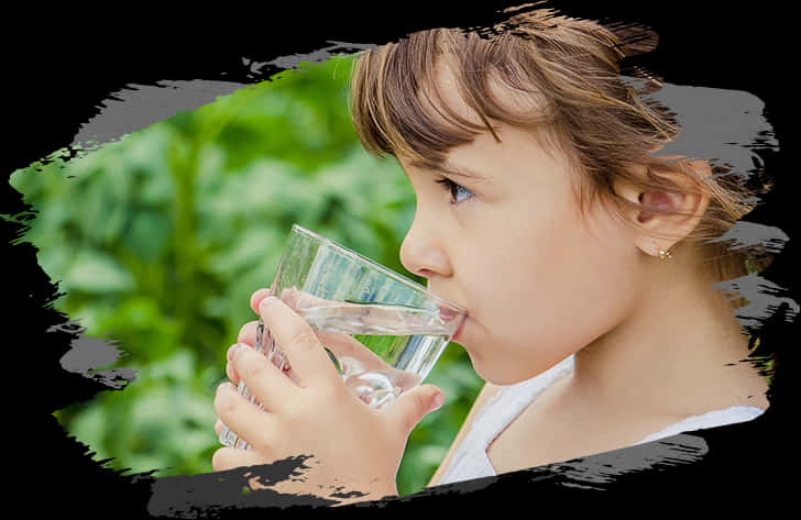 Young Girl Drinking Water Outdoors