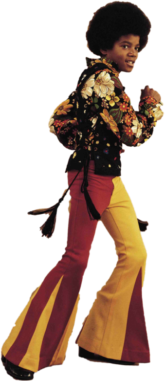 Young Michael Jackson Floral Shirt Bell Bottoms