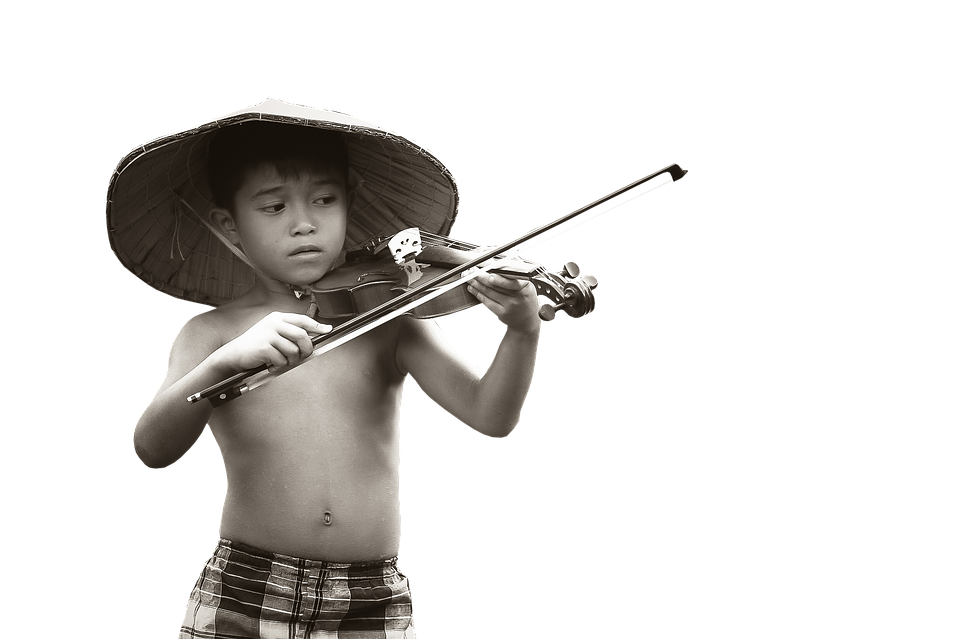 Young Musician Traditional Hat Playing Violin