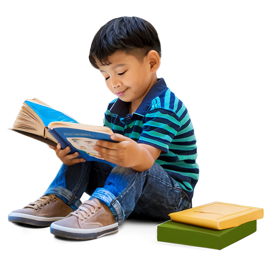 Young Son Reading Book Png Udm98