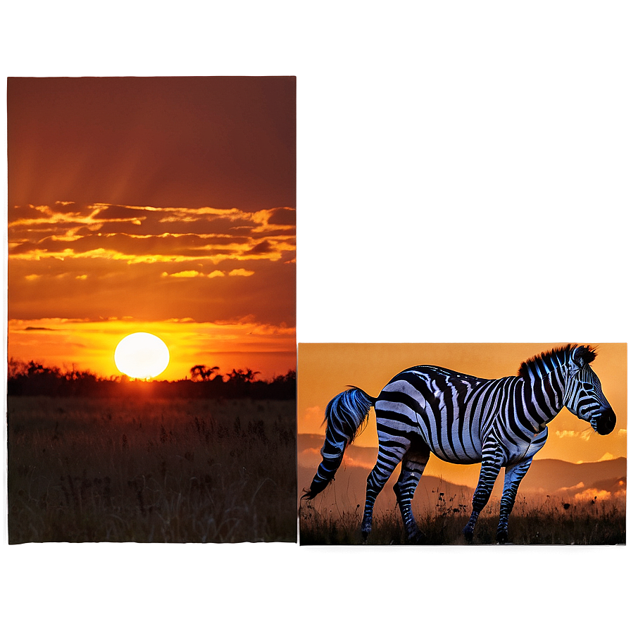 Zebra Sunset Scene Png 06112024