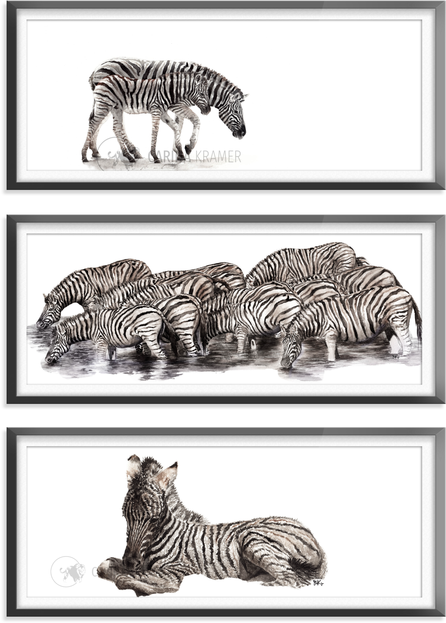 Zebra_ Triptych_ Artwork