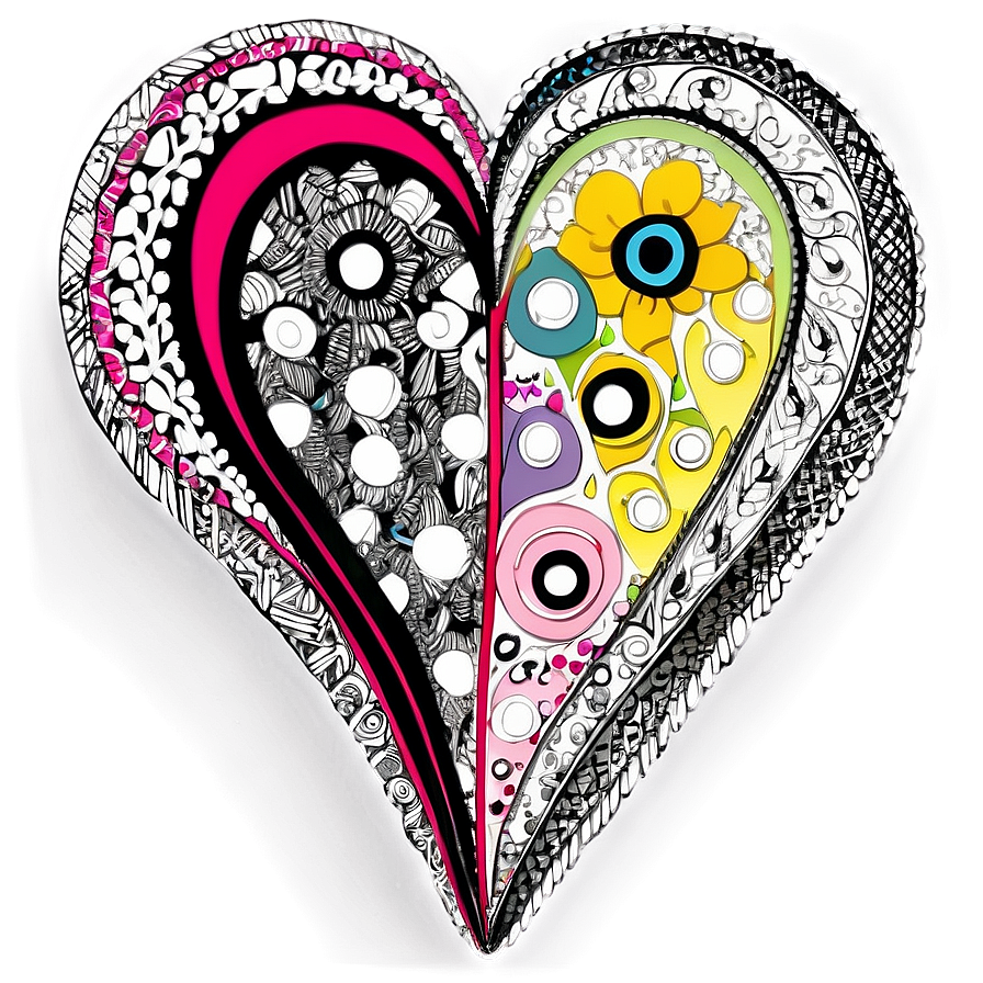 Zentangle Heart Art Png 06202024