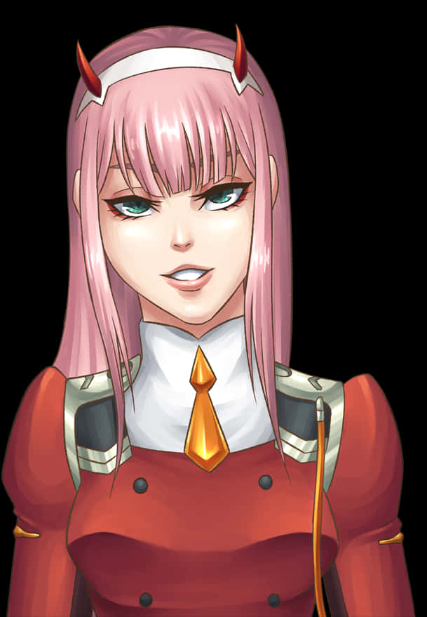 Zero Two Anime Character Portrait