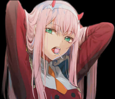 Zero Two Casual Pose With Lollipop