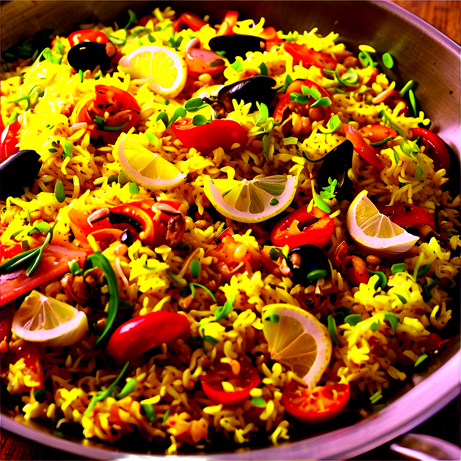 Zesty Lemon Garlic Paella Png 94