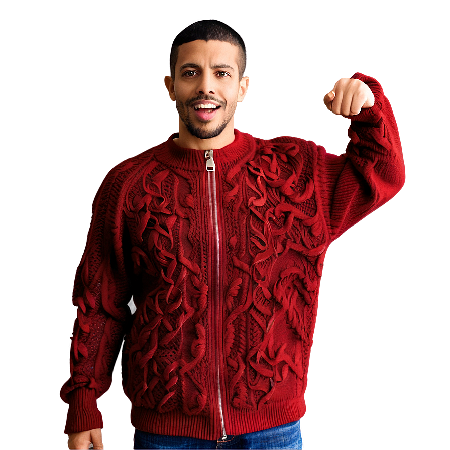 Zipped Red Sweater Png 06292024