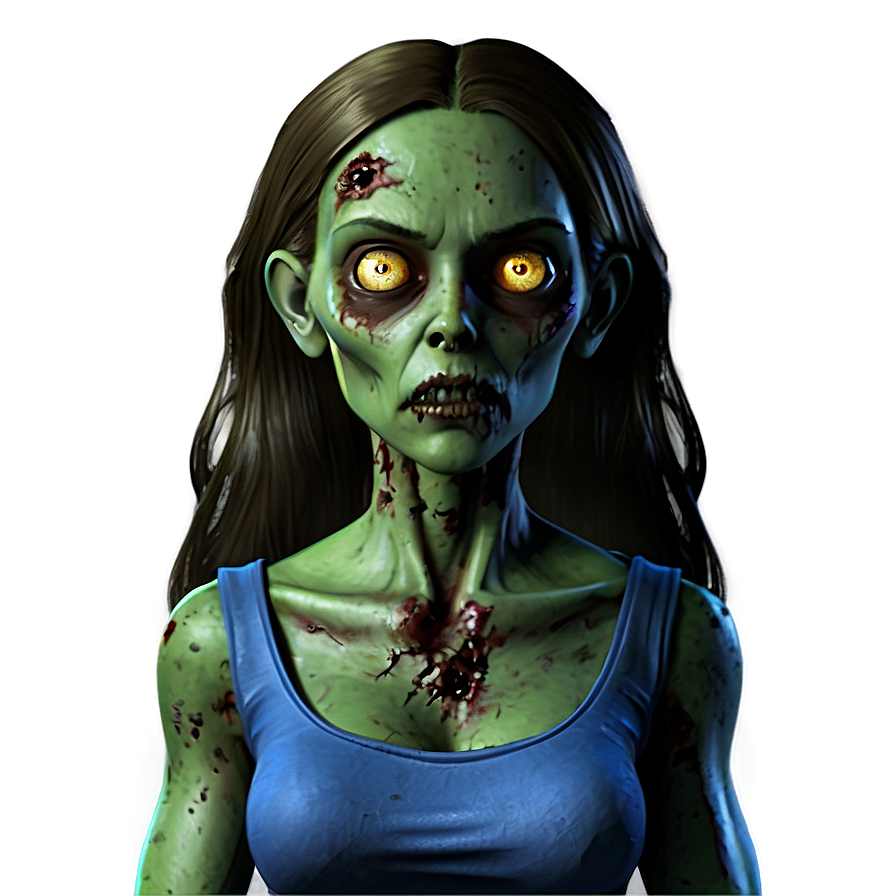 Zombie Girl Cartoon Png Clr51