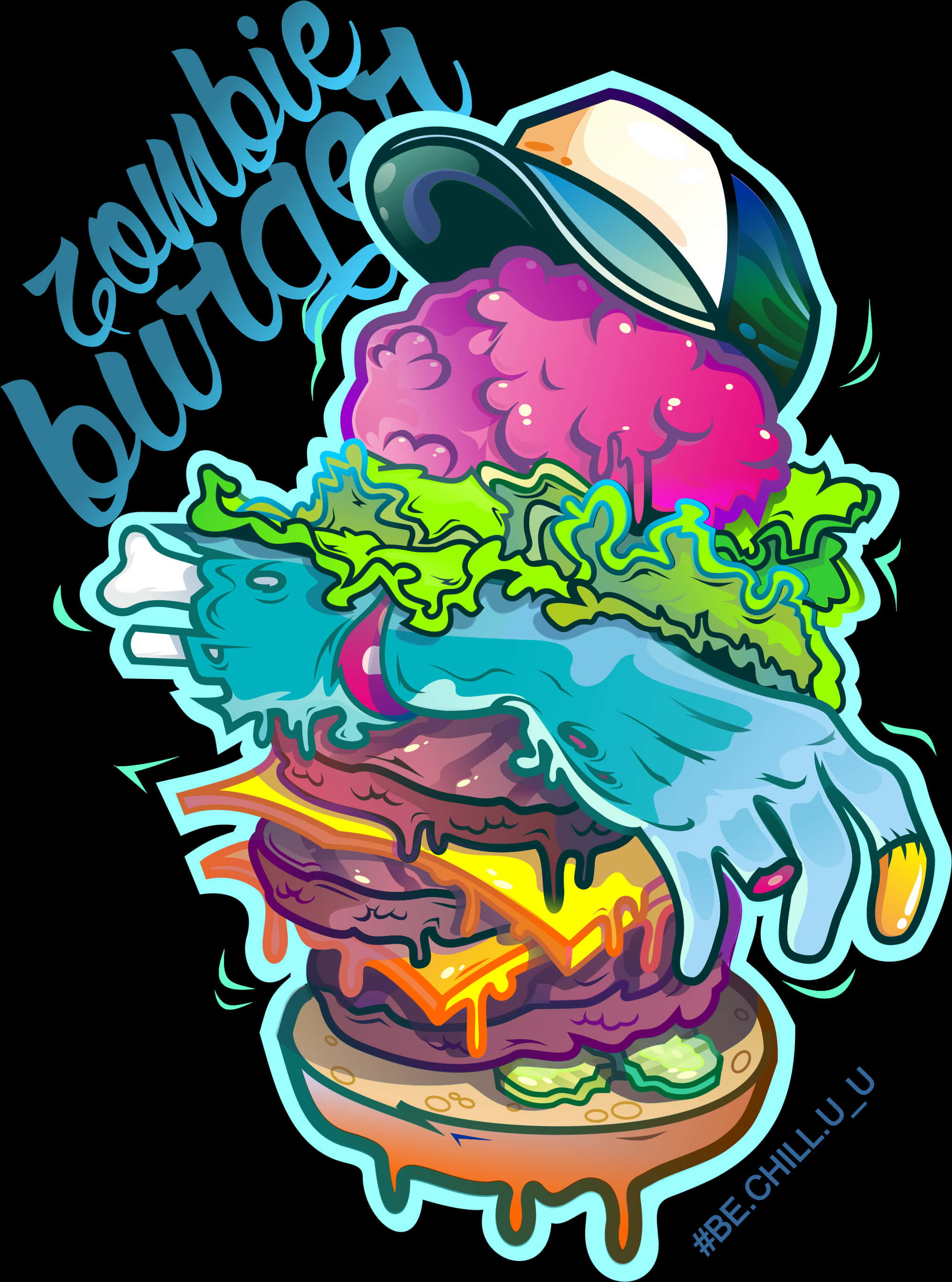 Zombie Themed Burger Illustration