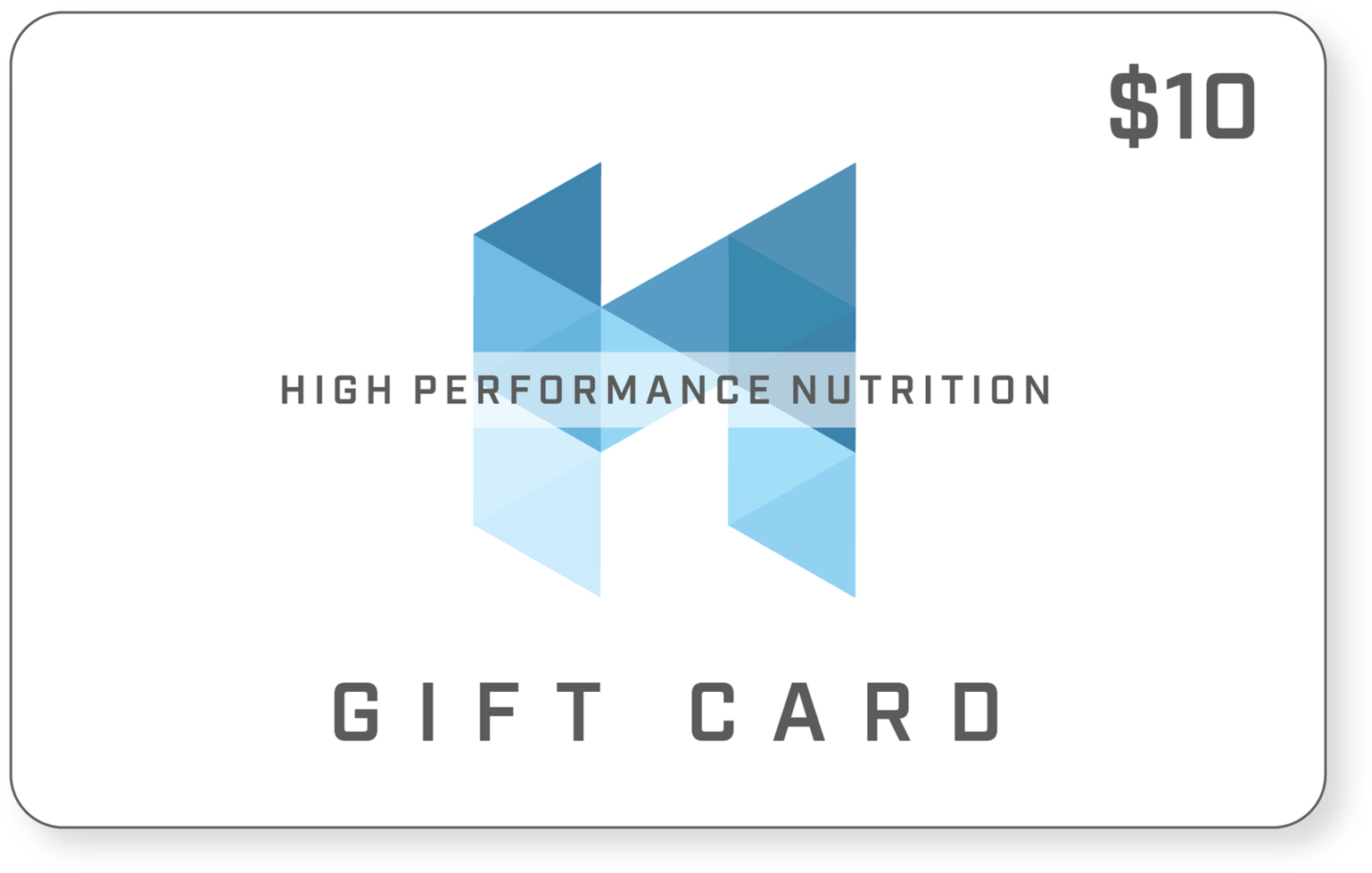 10 Dollar High Performance Nutrition Gift Card PNG Image