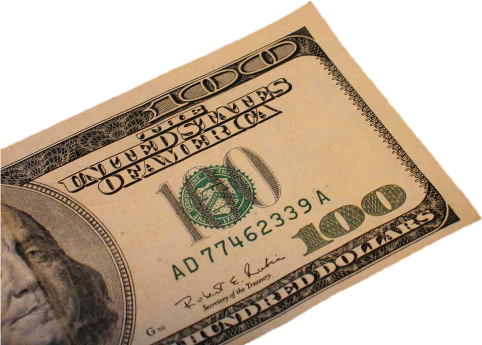 100 Dollar Bill Close Up PNG Image