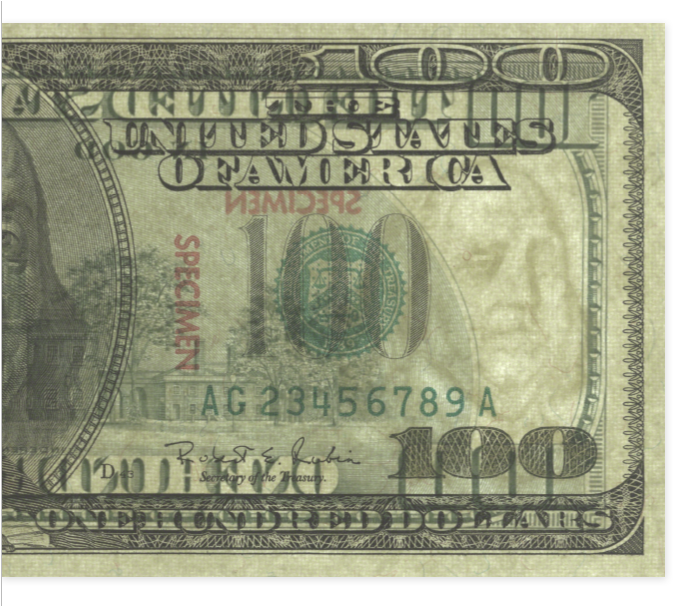 100 Dollar Bill Specimen PNG Image