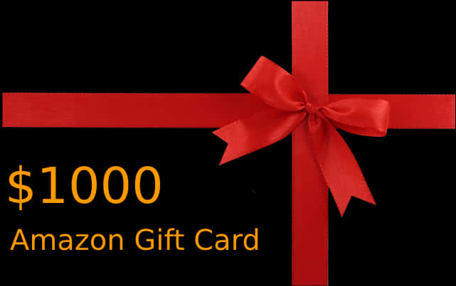 1000 Dollar Amazon Gift Cardwith Red Ribbon PNG Image