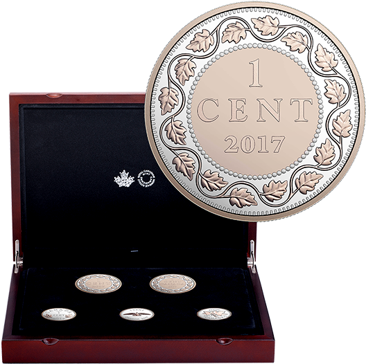 2017 One Cent Coin Collection Display PNG Image