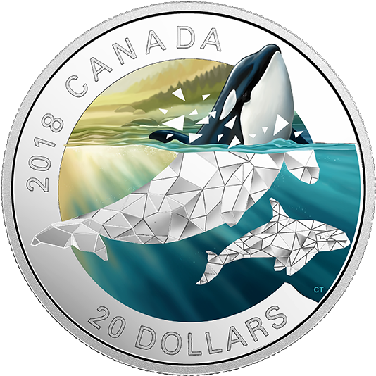 2018 Canadian20 Dollar Orca Coin PNG Image