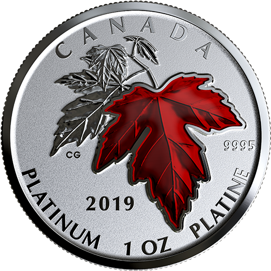 2019 Canadian Platinum Maple Leaf Coin PNG Image