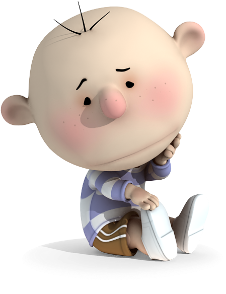 3 D Cartoon Boy Tying Shoe PNG Image