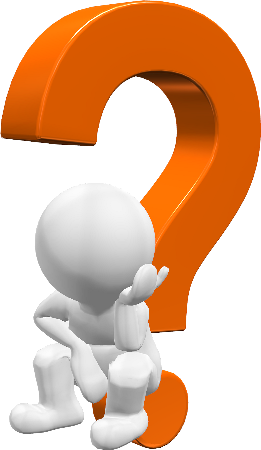 3 D Character Thinking Beside Question Mark PNG Image