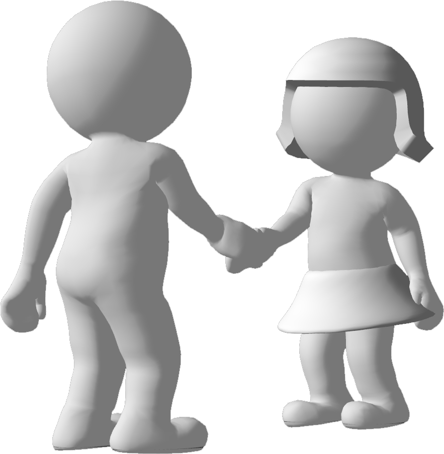 3 D Characters Holding Hands PNG Image