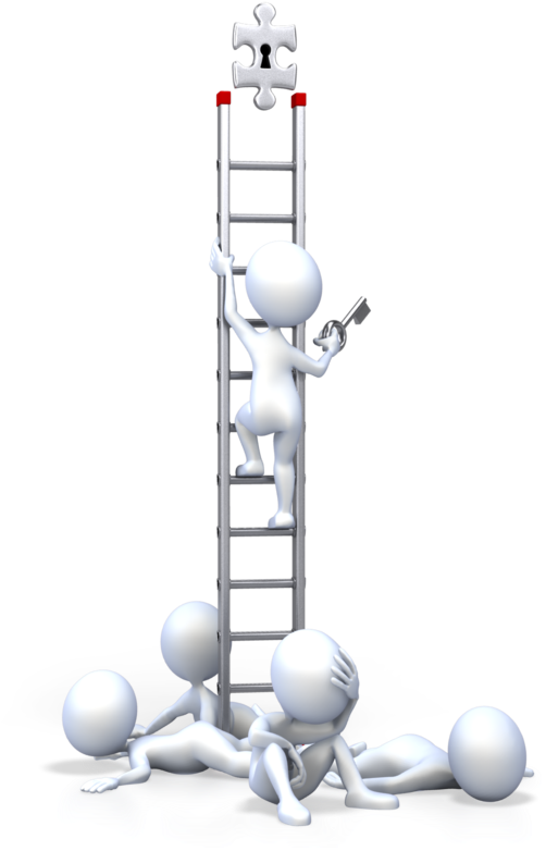 3 D Figure Success Ladder PNG Image