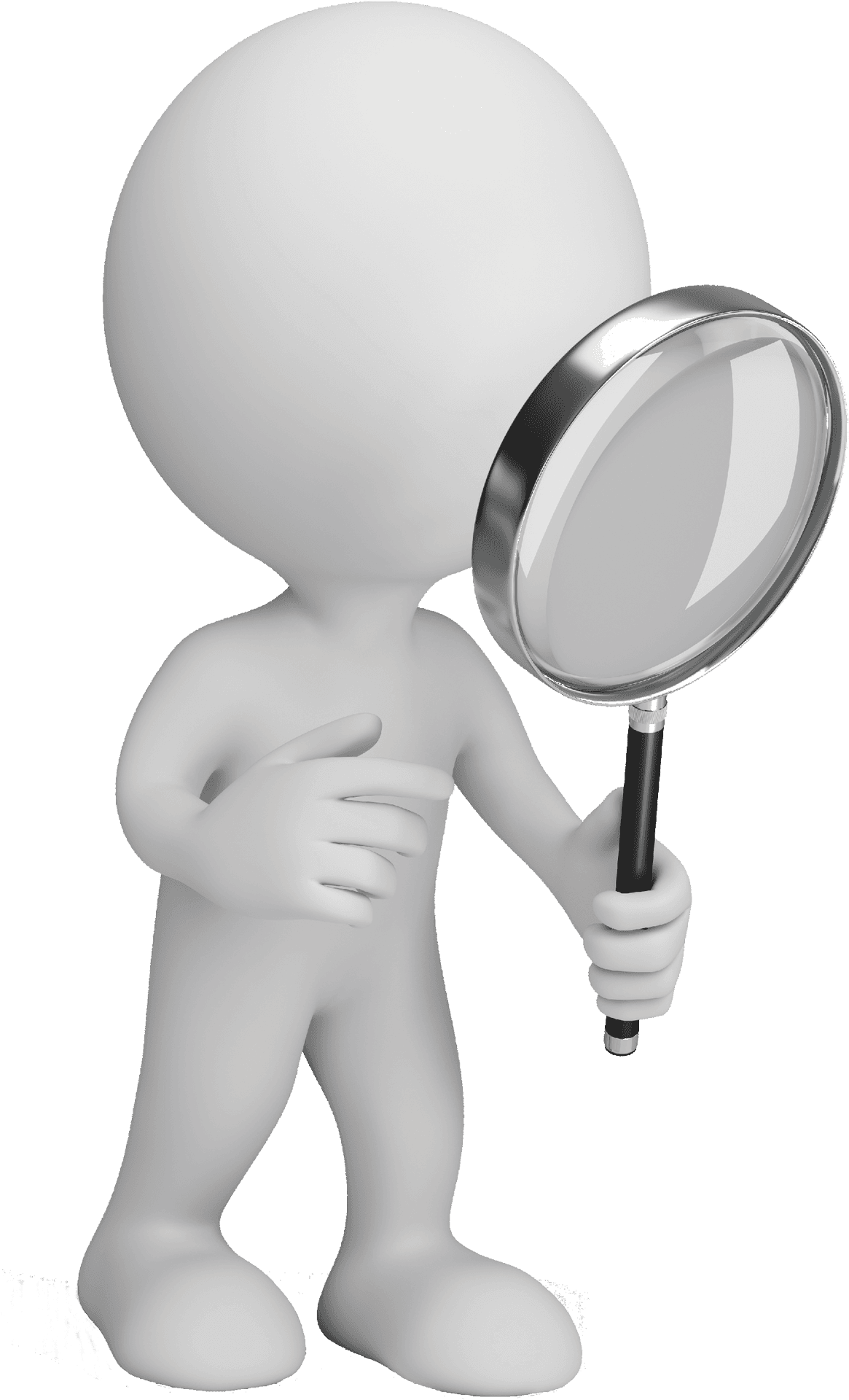 3 D Figure With Magnifying Glass PNG Image