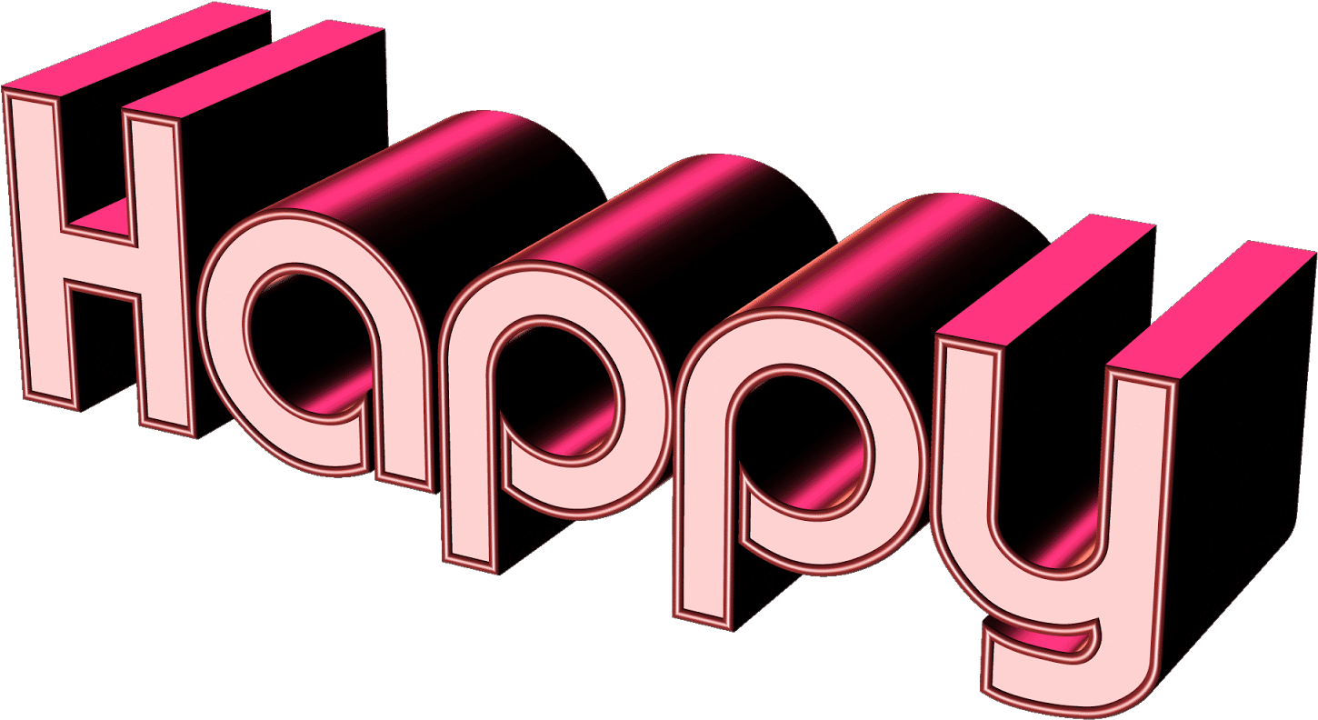 3 D Happy Text Graphic PNG Image