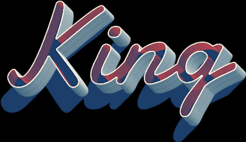 3 D King Text Graphic PNG Image