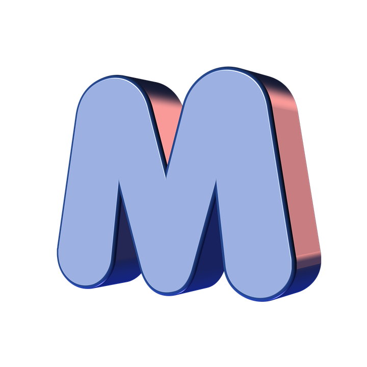 3 D Letter M Design PNG Image